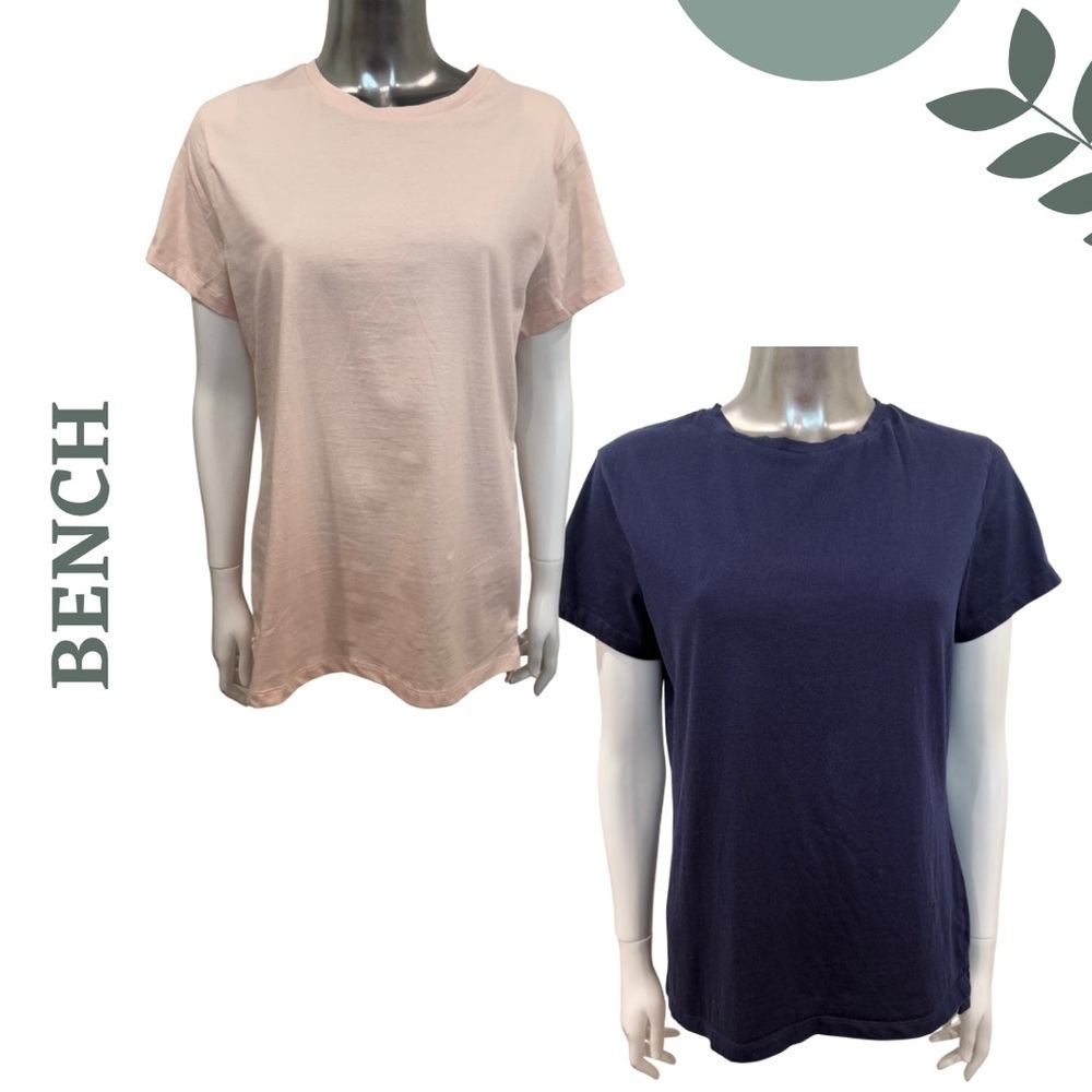 🛍️ BENCH Cotton T-Shirt Bundle – 2 Pack Pink Navy Blue Short Sleeve Medium